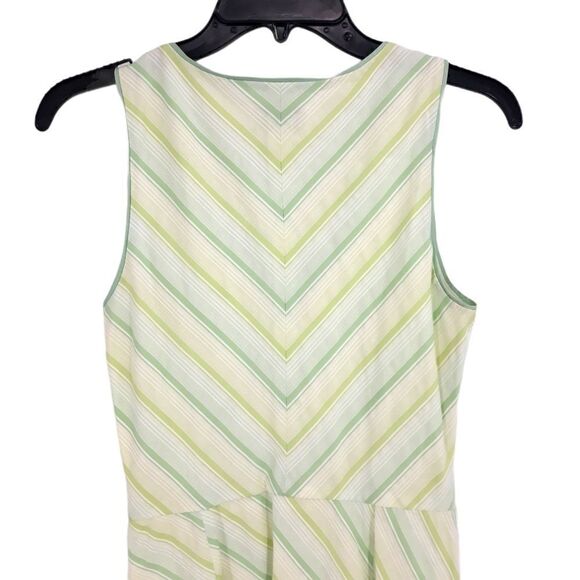 Ann Taylor Loft Dress Cotton Sleeveless Retro Fit Flare Striped Pale Green Sz 4 - Picture 6 of 10
